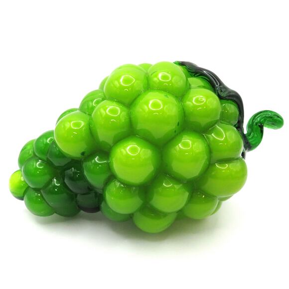 Vintage Green Glass Grape Cluster Hand Blown Art Glass Fruit Decor Murano Style - Picture 5 of 13